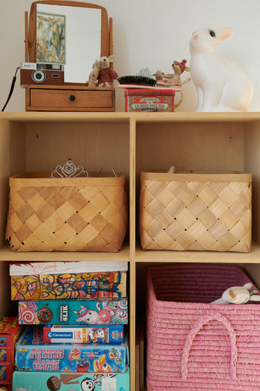 Raffia Storage Basket Pink