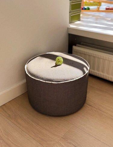 AVAILABLE FOR PRE-ORDER: Pouf 'Dark Brown Check with Drop Lining'