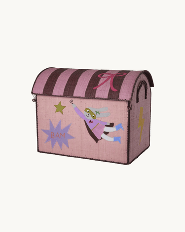 Large Raffia Basket 'Pink Hero'