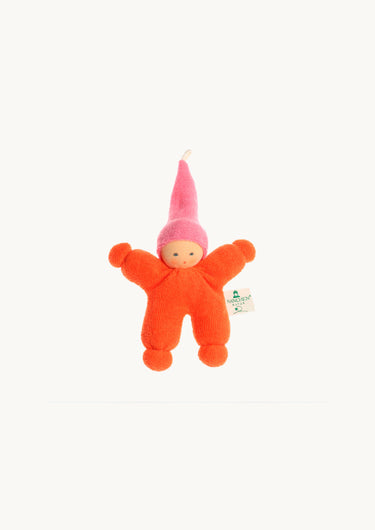 Wichtel Rattle Doll Red Orange