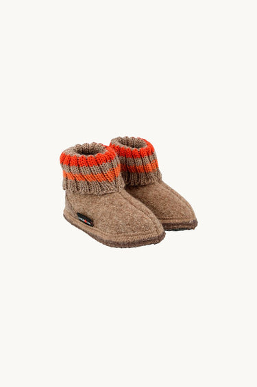 Hjemmesko i Uld Beige & Orange