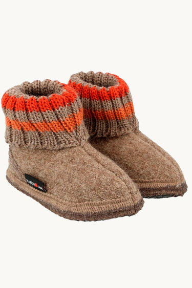 Hjemmesko i Uld Beige & Orange